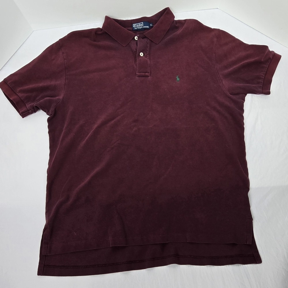 Vintage Polo by Ralph Lauren Polo Shirt Mens XL Burgundy Short Sleeve Green Pony